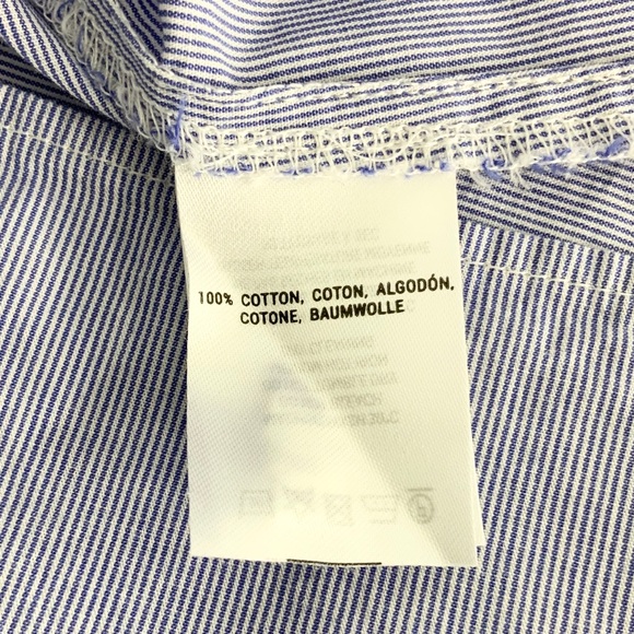 MAEVE ANTHROPOLOGIE 3/4 Long Sleeve Top Blue White Pinstripe Small H28 - Picture 5 of 5